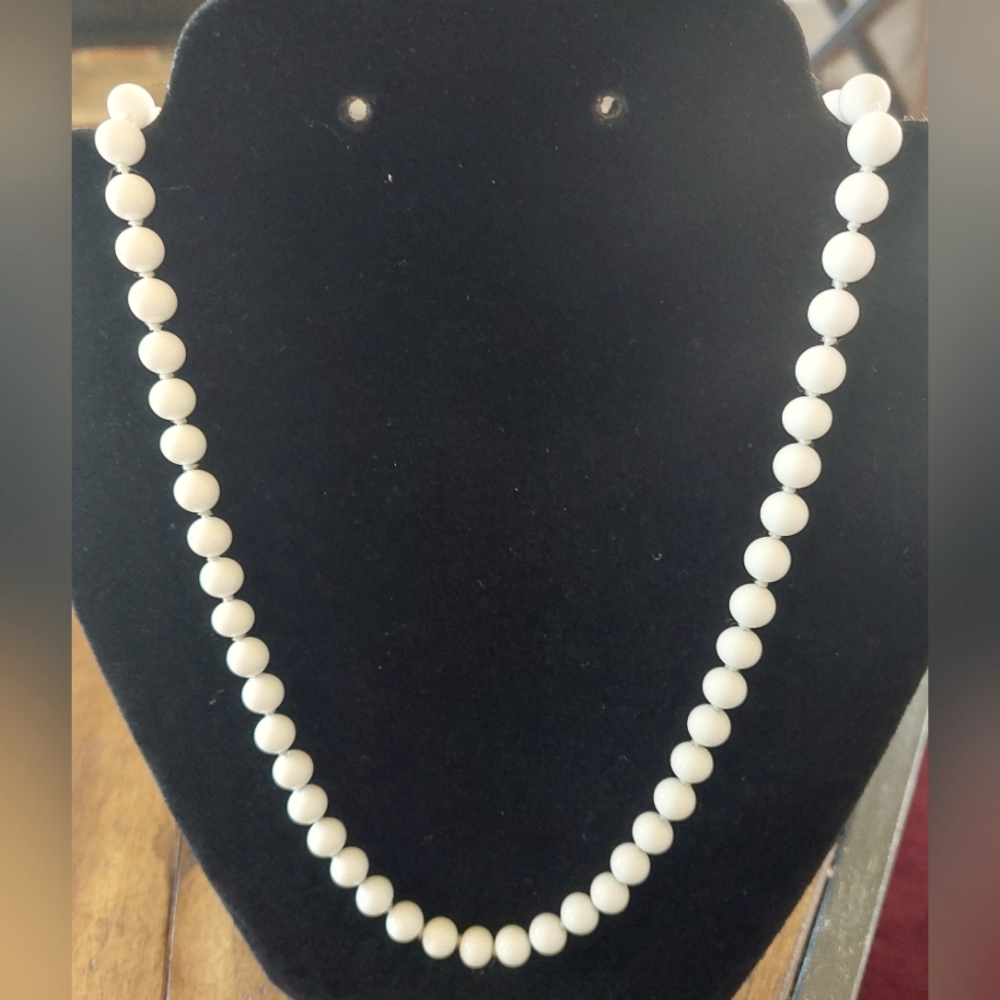 Monet white beaded necklace 12 in long